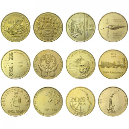 1993-2000 * Grupo completo 12 monedas Eslovenia 5 tólar