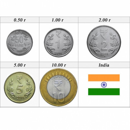 2011 * set rupias 5 monedas India Nuevo Diseño