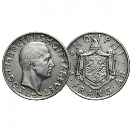 1935 * 1 Frang Ar Plata Albania "Zog I - Escudo" (KM 16) EBC+