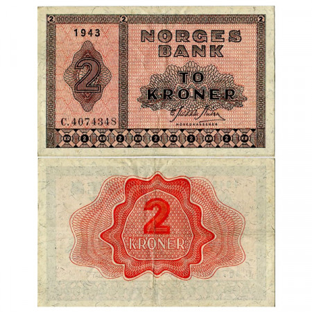 1943 * Billete Noruega 2 Kroner (p16a1) MBC+