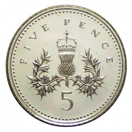 1990 * 5 Pence Plata Gran Bretaña "Isabel II" (KM 937c) PROOF