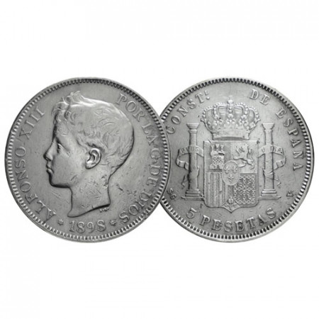 1898 SG-V * 5 Pesetas Plata Espana "Alfonso XIII" (KM 707) MBC
