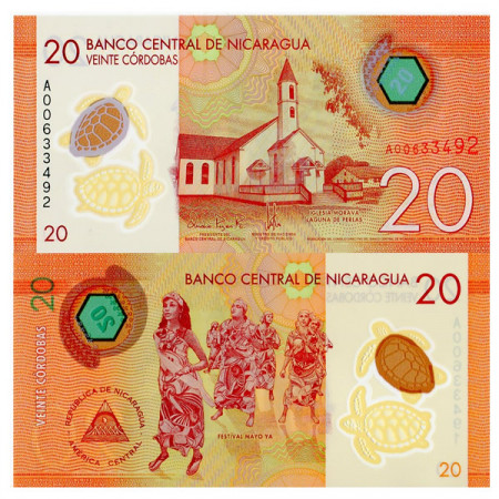 2014 (2015) * Billete Polímero Nicaragua 20 Cordobas (pNew) SC