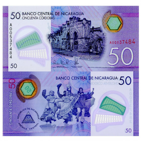 2014 (2015) * Billete Polímero Nicaragua 50 Cordobas (pNew) SC