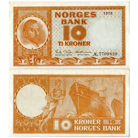 1970 * Billete Noruega 10 Kroner “Christian Michelsen” (p31e) EBC