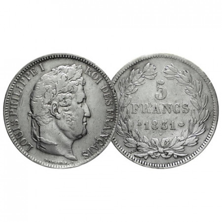 1831 D * 5 Francs Plata Francia "Domard - Luis Felipe I" Lyon, Relieve (KM 745.4) MBC