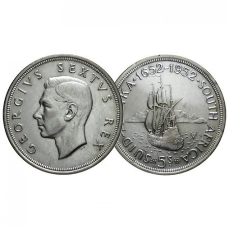 1952 * 5 Shillings Plata Sudáfrica "Jorge VI - 300° Ciudad del Cabo" (KM 41) EBC+