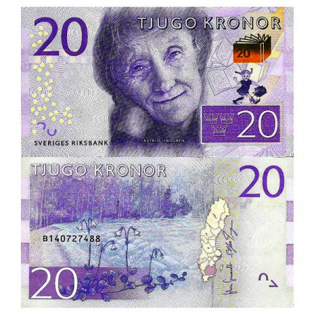 ND (2015) * Billete Suecia 20 Kronor “Astrid Lindgren” (pNew) SC