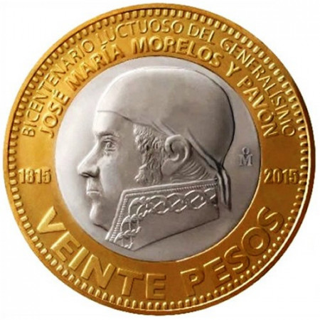 2015 * 20 Pesos Mexico "José María Morelos y Pavón" UNC