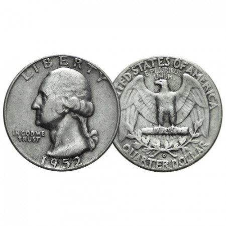 1952 D * Cuarto de Dólar (25 Cents) Plata Estados Unidos "Washington Quarter" (KM 164) MBC