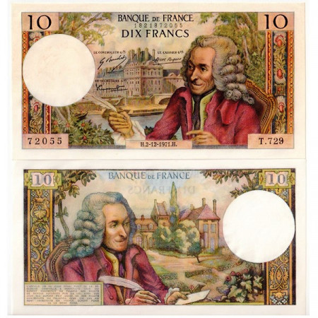 1971 * Billete Francia 10 Francos "Voltaire" (KM 147d) cSC