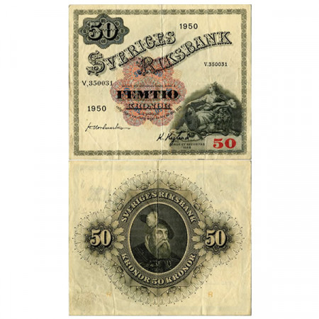 1950 * Billete Suecia 50 Kronor “Madre Svea - Gustav Vasa” (p35ae) MBC+