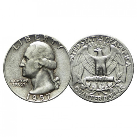 1957 D * Cuarto de Dólar (25 Cents) Plata Estados Unidos "Washington Quarter" (KM 164) MBC