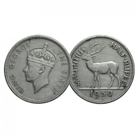 1950 * Half 1/2 Rupee Mauricio "Jorge VI - Cervus Elaphus" (KM 28) MBC