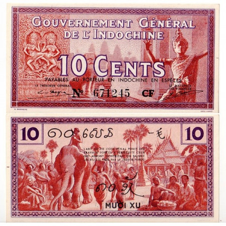 ND (1939) * Billete Indochina Francesa 10 Cents (p85d) SC