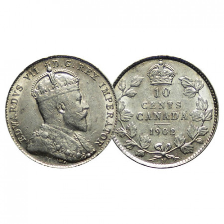 1902 H * 10 Céntimos Plata Canadá "Eduardo VII" (KM 10) cSC