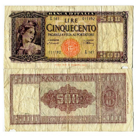 1948 * Billete Italia República 500 Lire "Ornata di Spighe" BI.545 (p80a) BC