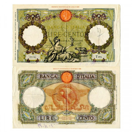 1939 (20/02)* Billete Italia Reino 100 Lire "Aquila Romana - Roma" Testina, Fascio BI.398 (p55b) MBC