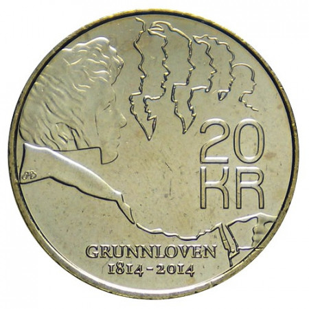 2014 * 20 Kroner Noruega "Constitución de Noruega" UNC