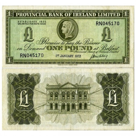 1972 * Billete Irlanda del Norte 1 Pound "Provincial Bank" (p245) MBC+