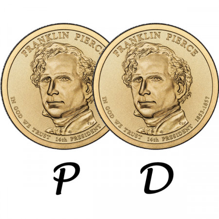 2010 * 2 x 1 Dólar Estados Unidos "Franklin Pierce - 14th" P+D