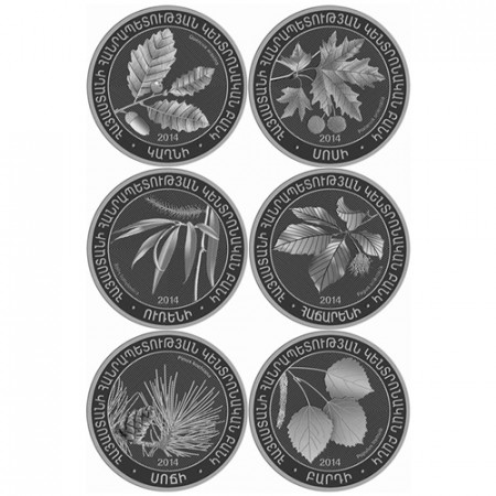 2014 * Set 6 x 200 Drams Armenia "Hojas de Arboles Armenias"