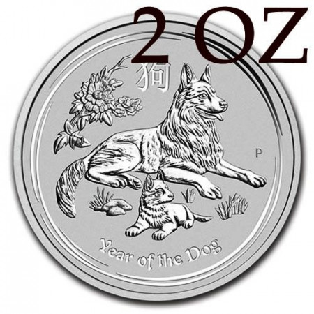 2018 * 2 Dollars Plata 2 OZ Australia "Año de Perro" FDC
