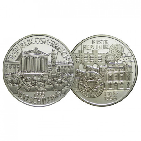 1995 * 100 Schilling Plata Austria - “Primera República” (KM 3034) PROOF