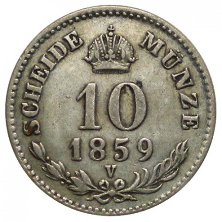 1859 V * 10 Kreuzer Plata Austria "Francisco José I  - Reino Lombardo-Véneto, Venecia" (KM 2204) cMBC