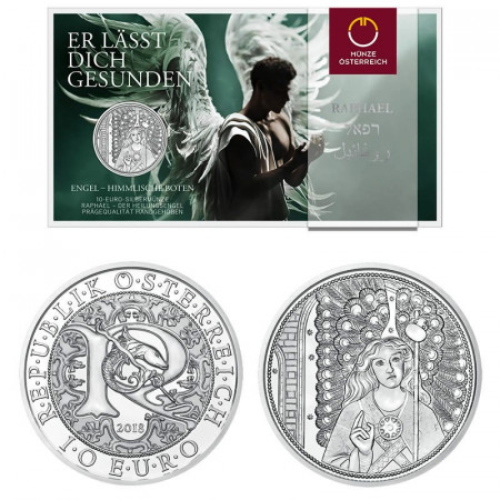 2018 * 10 Euro Plata AUSTRIA "Ángeles Guardianes - Arcángel Rafael" FDC