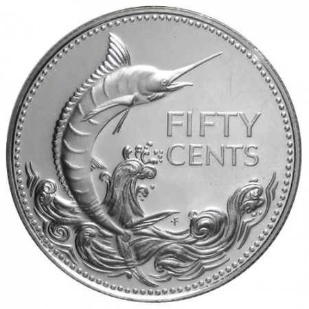 1974 * 50 Cents Plata Bahamas "Blue Marlin" (KM 64a) PROOF