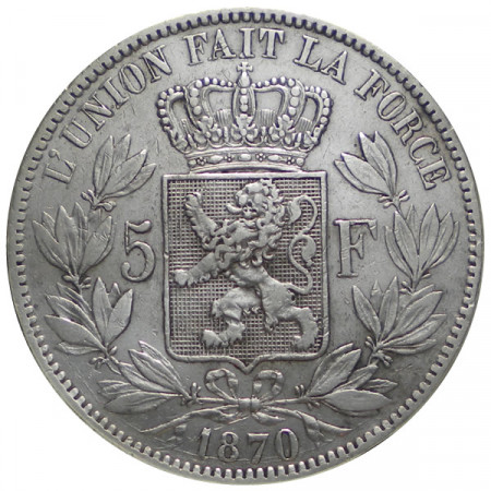 1870 * 5 Francos Plata Bélgica "Leopoldo II" MBC 