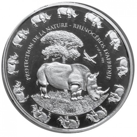 2015 * 1000 Francos 1 OZ Benín "Rinoceronte Africano" Proof