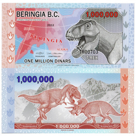 2012 * Billete Polímero Beringia 1 millón de Dinars "T-Rex" EBC