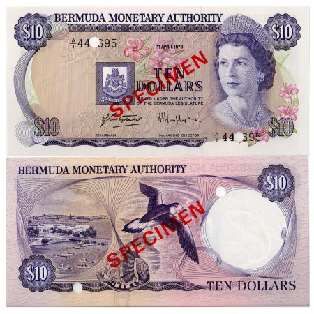 1978 * Billete Bermudas 10 Dollars "Specimen" (p30s) SC