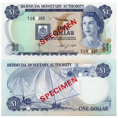 1984 * Billete Bermudas 1 Dollar "Specimen" (p28s) SC