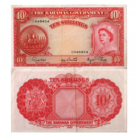 1953 * Billete Bahamas 10 chelínes MBC