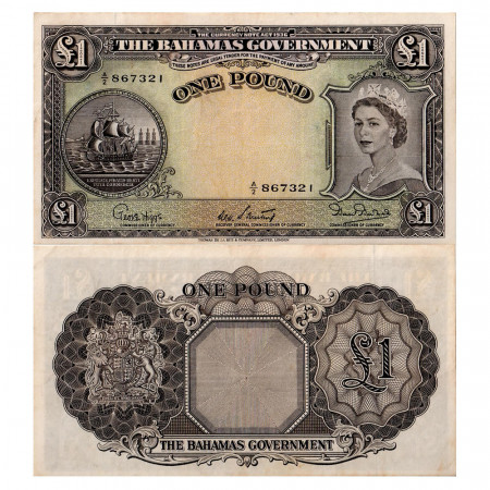 1953 * Billete Bahamas 1 pound MBC