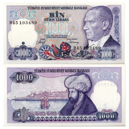 L.1970 (1986) * Billete Turquía 1000 Lira "K Atatürk - F Sultan Mehmed" (p196) SC