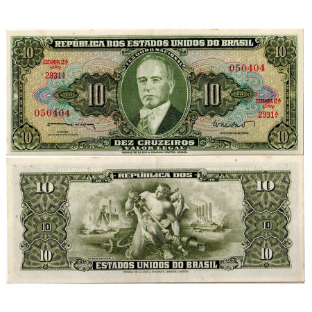 ND (1962) * Billete Brasil 10 Cruzeiros "Valor Legal - G Vargas" (p177a) cSC