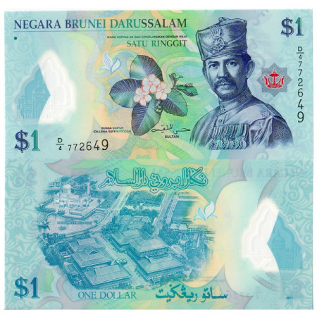 2011 * Billete Polímero Brunei 1 Ringgit "Hassanal Bolkiah" (p35a) SC