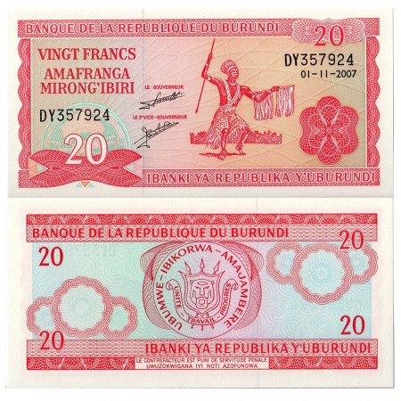 2007 * Billete Burundi 20 Francs (p27d) EBC