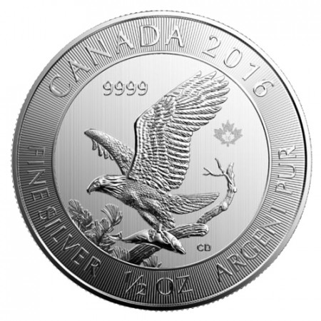 2016 * 2 Dólars Plata Half 1/2 OZ Canadà "Bald Eagle - Aguila de Cabeza Blanca" FDC