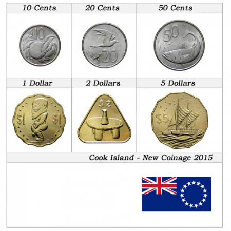 2015 * Serie 6 Monedas Islas Cook "Nuevo Diseño"