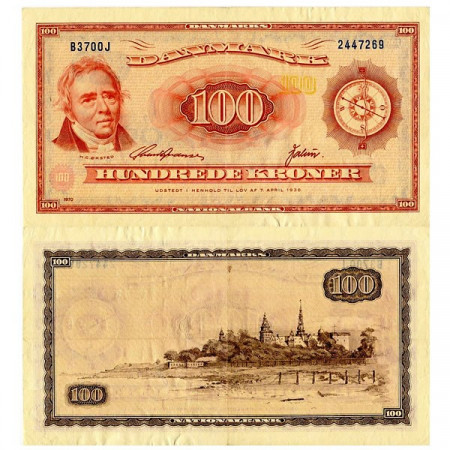 1970 * Billete Dinamarca 100 Kroner “HC Orsted” (p46f) MBC+