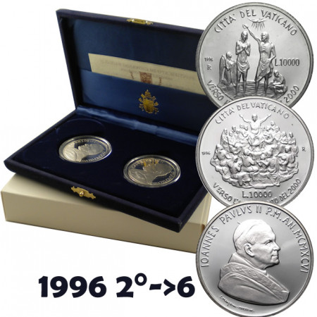 1996 * Díptico 10000 Lire Vaticano "Jubileo de 2000" PROOF