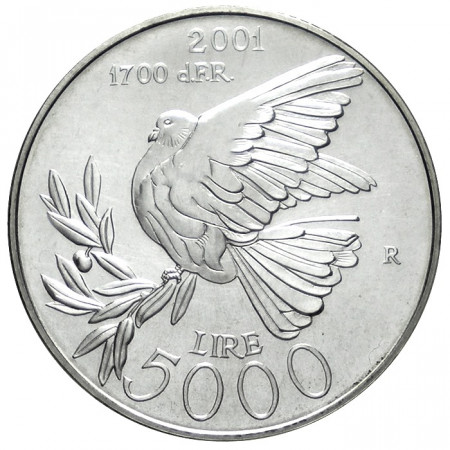 2001 * 5000 lire plata San Marino la Paloma de la Paz