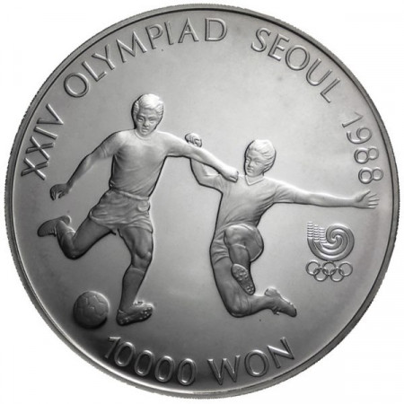 1988 * 10000 Won plata Corea del Sur - Fútbol proof