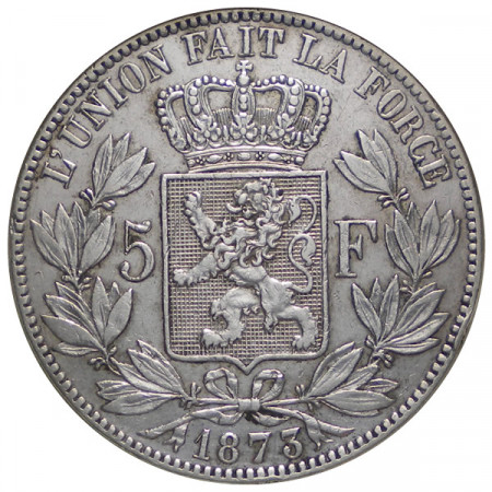 1873 * 5 Francos plata Bélgica "Leopoldo II" Tipo A MBC+ 