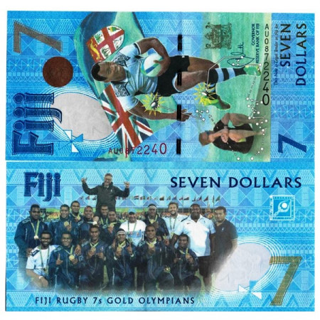 2016 * Billete Fiji 7 Dollars "Rugby 7s Gold Medal Win" (pNew) SC